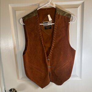 Vintage Brown Suede Vest with Button Closure